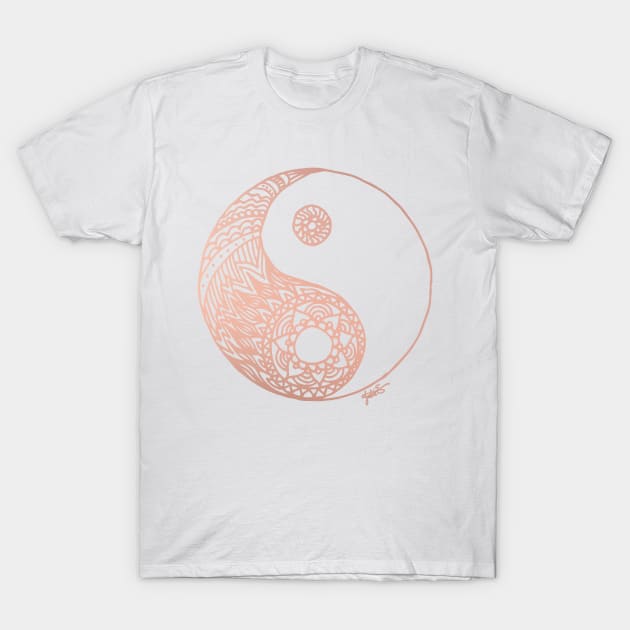 Rose Gold Yin Yang T-Shirt by julieerindesigns